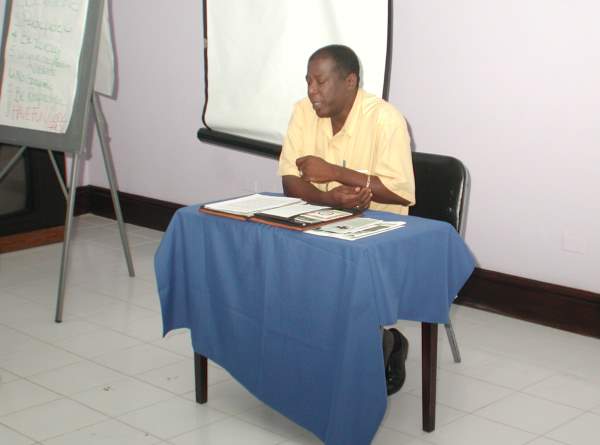 Fitz Davis of NEPT - Negril Chamber of Commerce Community Guide Training Programme Photos - Negril Travel Guide, Negril Jamaica WI - http://www.negriltravelguide.com - info@negriltravelguide.com...!