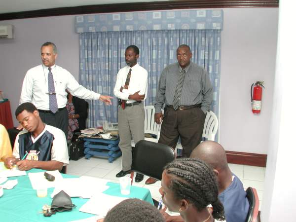Barry Bonitto Introduces Guest to Class  - Negril Chamber of Commerce Community Guide Training Programme Photos - Negril Travel Guide, Negril Jamaica WI - http://www.negriltravelguide.com - info@negriltravelguide.com...!