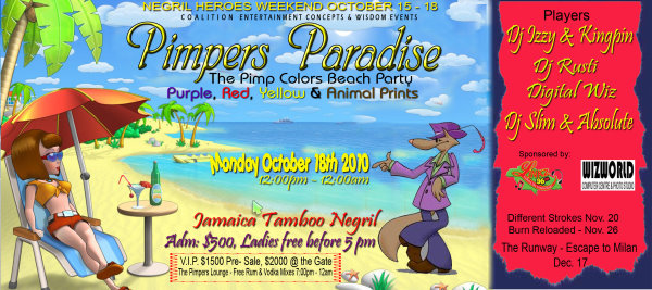 Pimpers Paradise @ Jamaica Tamboo - Negril Heroes Weekend at Jamaica Tamboo, Norman Manley Boulevard, Negril, Jamaica - Negril Travel Guide.com - Your Internet Resource Guide to Negril Jamaica