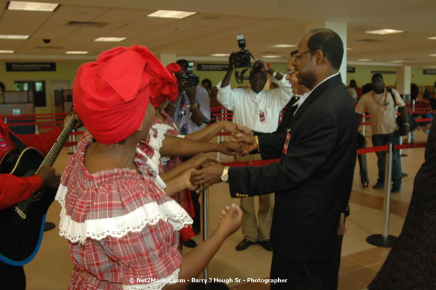 Minister of Tourism, Hon. Edmund Bartlett - Director of Tourism, Basil Smith, and Mayor of Montego Bay, Councillor Charles Sinclair Launch of Winter Tourism Season at Sangster International Airport, Saturday, December 15, 2007 - Sangster International Airport - MBJ Airports Limited, Montego Bay, Jamaica W.I. - Photographs by Net2Market.com - Barry J. Hough Sr, Photographer - Negril Travel Guide, Negril Jamaica WI - http://www.negriltravelguide.com - info@negriltravelguide.com...!