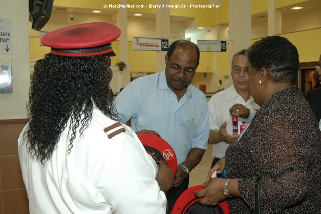 Minister of Tourism, Hon. Edmund Bartlett - Director of Tourism, Basil Smith, and Mayor of Montego Bay, Councillor Charles Sinclair Launch of Winter Tourism Season at Sangster International Airport, Saturday, December 15, 2007 - Sangster International Airport - MBJ Airports Limited, Montego Bay, Jamaica W.I. - Photographs by Net2Market.com - Barry J. Hough Sr, Photographer - Negril Travel Guide, Negril Jamaica WI - http://www.negriltravelguide.com - info@negriltravelguide.com...!