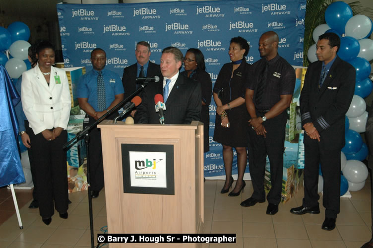 JetBue Airways' Inaugural Air Service between Sangster International Airport, Montego Bay and John F. Kennedy Airport, New York at MBJ Airports Sangster International Airport, Montego Bay, St. James, Jamaica - Thursday, May 21, 2009 - Photographs by Net2Market.com - Barry J. Hough Sr, Photographer/Photojournalist - Negril Travel Guide, Negril Jamaica WI - http://www.negriltravelguide.com - info@negriltravelguide.com...!