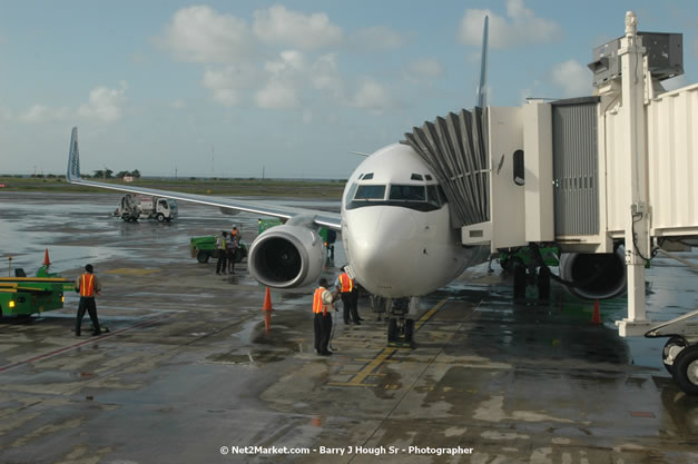 MBJ Airports Limited Welcomes WestJet Airlines - Inaugural Scheduled Service From Toronto Pearsons International Airport - Monday, December 10, 2007 - Sangster International Airport - MBJ Airports Limited, Montego Bay, Jamaica W.I. - Photographs by Net2Market.com - Barry J. Hough Sr, Photographer - Negril Travel Guide, Negril Jamaica WI - http://www.negriltravelguide.com - info@negriltravelguide.com...!