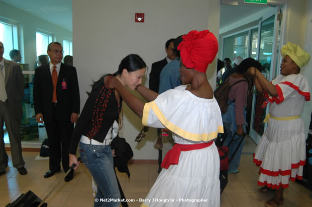 MBJ Airports Limited Welcomes WestJet Airlines - Inaugural Scheduled Service From Toronto Pearsons International Airport - Monday, December 10, 2007 - Sangster International Airport - MBJ Airports Limited, Montego Bay, Jamaica W.I. - Photographs by Net2Market.com - Barry J. Hough Sr, Photographer - Negril Travel Guide, Negril Jamaica WI - http://www.negriltravelguide.com - info@negriltravelguide.com...!