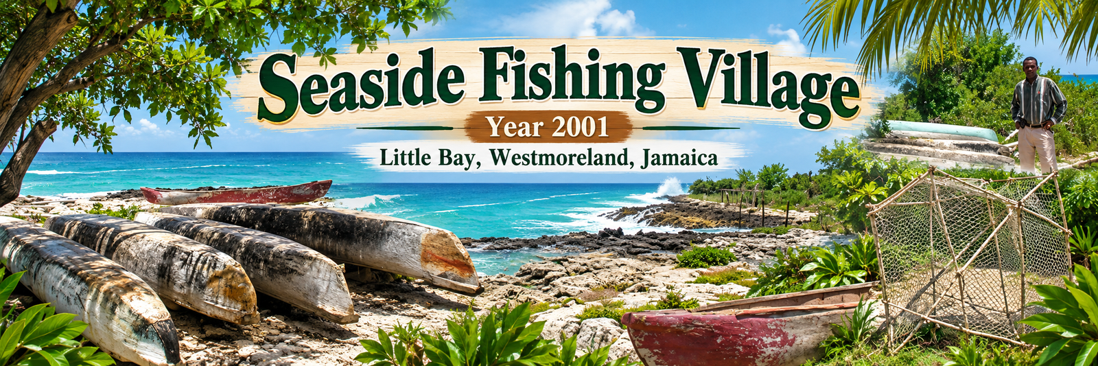 Seaside Fishing Village, Year 2001, Little Bay, Westmoreland, Jamaica