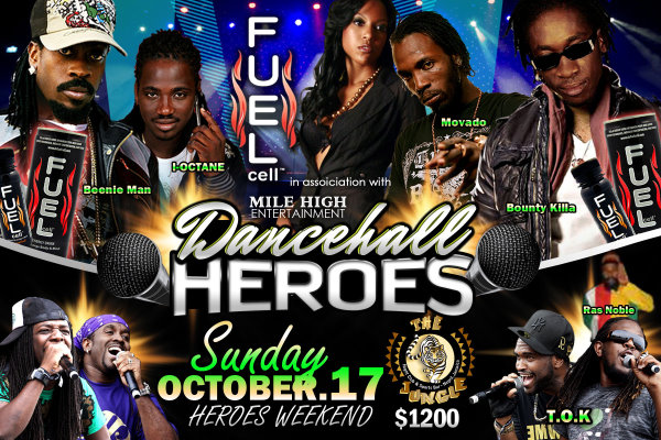 Dancehall Heroes - Fuel Cell in association with Mile High Entertainment presents Dancehall Heroes with Beenie Man, Bounty Killa, Movado, I-Octane, T.O.K., and Ras Noble - MC  Ragashanti - Danger Zone Records - at The Jungle, Norman Manley Boulevard, Negril, Jamaica - Negril Travel Guide.com - Your Internet Resource Guide to Negril Jamaica