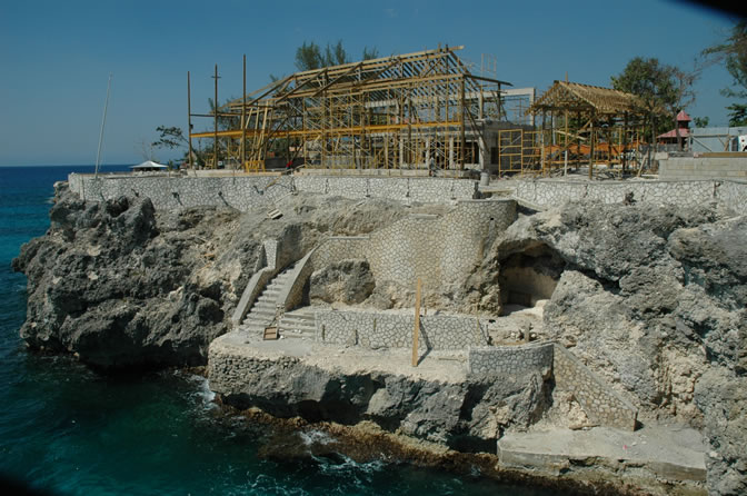 W orld Famous - Rick's Cafe - Negril's West End Cliffs - Rebuilding After Ivan  - Negril Travel Guide, Negril Jamaica WI - http://www.negriltravelguide.com - info@negriltravelguide.com...!