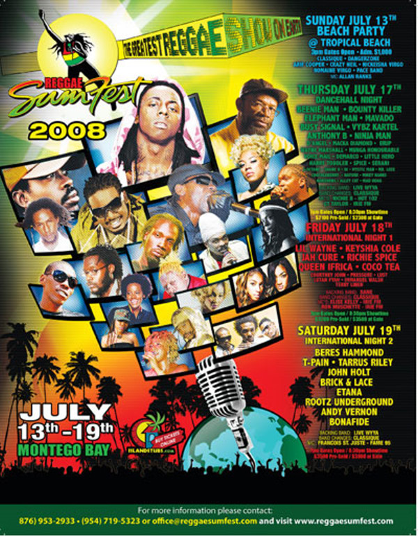 Reggae Sumfest 2008 Flyer - Front