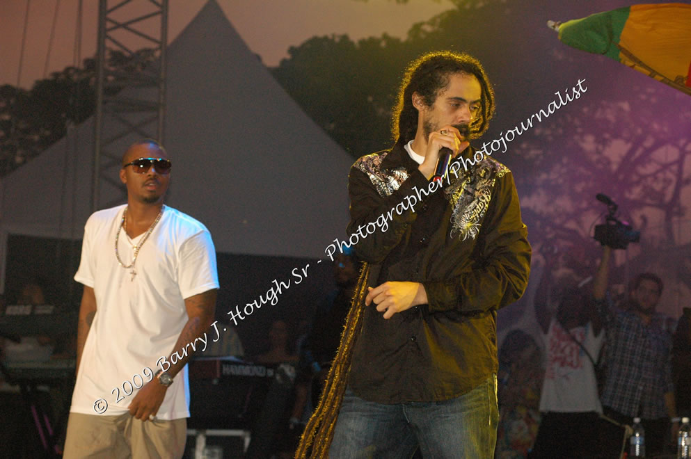 Damian 'Jr. Gong' Marley & NAS @ Reggae Sumfest 2009 - International Night 2 - Reggae Sumfest 2009,Catherine Hall, Montego Bay, St. James, Jamaica W.I. - Saturaday, July 25, 2009 - Reggae Sumfest 2009, July 19 - 25, 2009 - Photographs by Net2Market.com - Barry J. Hough Sr. Photojournalist/Photograper - Photographs taken with a Nikon D70, D100, or D300 - Negril Travel Guide, Negril Jamaica WI - http://www.negriltravelguide.com - info@negriltravelguide.com...!